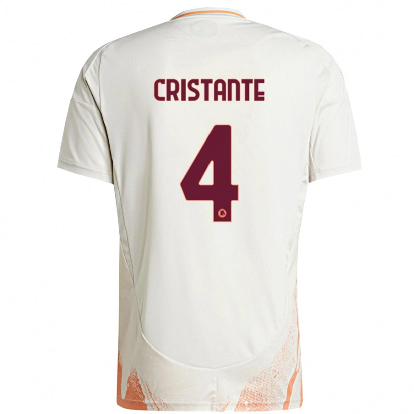 Danxen Kinder Bryan Cristante #4 Cremeweiß Orange Auswärtstrikot Trikot 2024/25 T-Shirt Schweiz