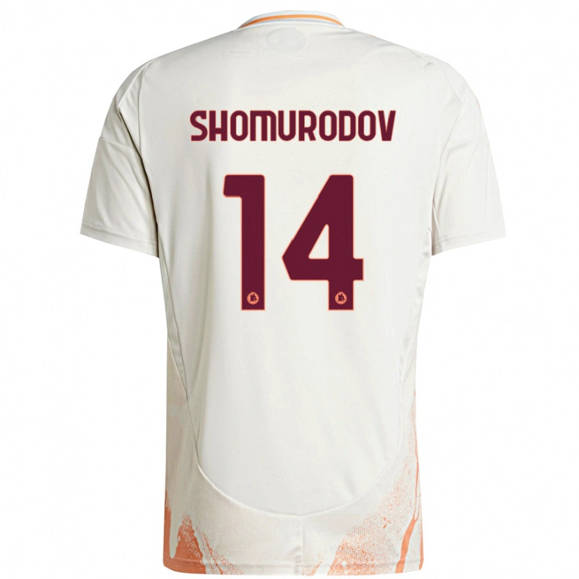 Danxen Kinder Eldor Shomurodov #14 Cremeweiß Orange Auswärtstrikot Trikot 2024/25 T-Shirt Schweiz