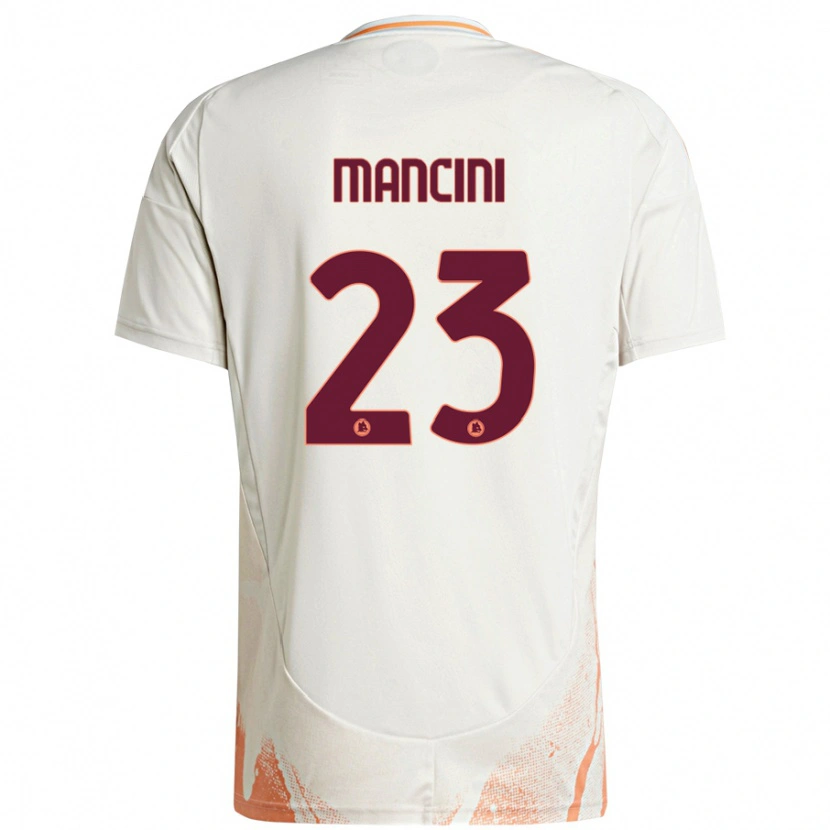 Danxen Kinder Gianluca Mancini #23 Cremeweiß Orange Auswärtstrikot Trikot 2024/25 T-Shirt Schweiz