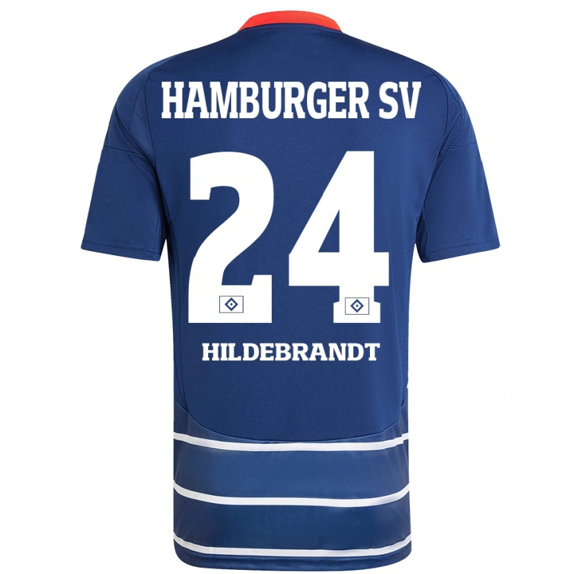 Danxen Kinder Tjark Hildebrandt #24 Dunkelblau Auswärtstrikot Trikot 2024/25 T-Shirt Schweiz