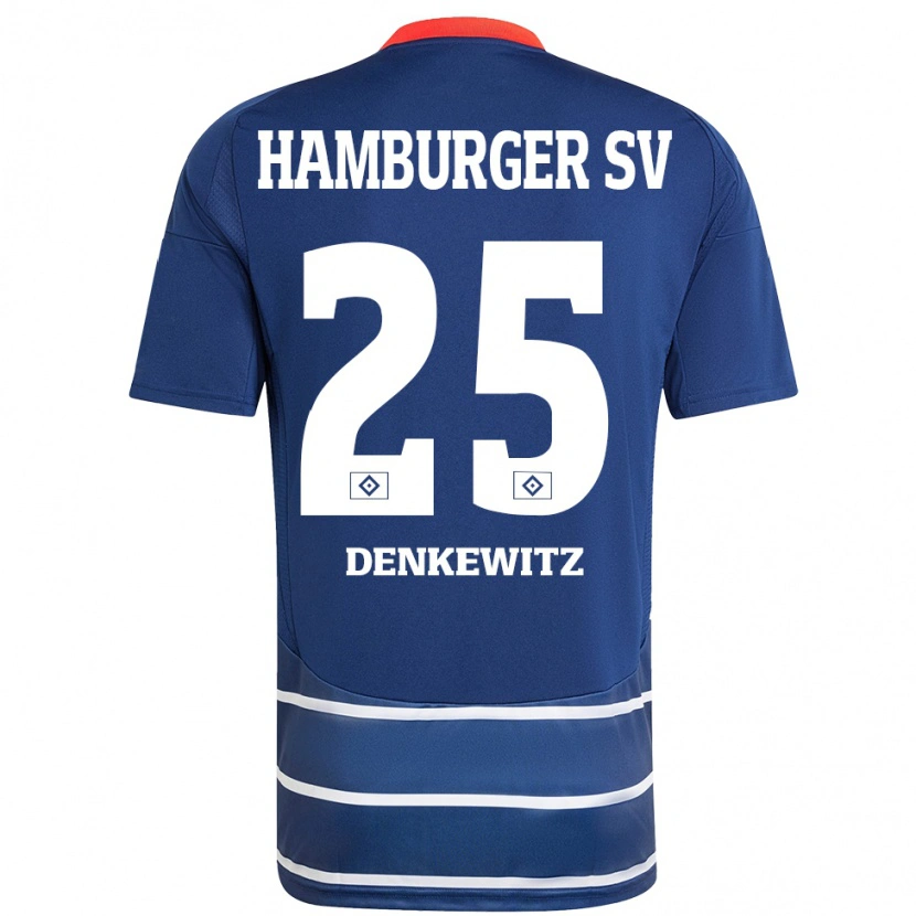 Danxen Kinder Nick Denkewitz #25 Dunkelblau Auswärtstrikot Trikot 2024/25 T-Shirt Schweiz