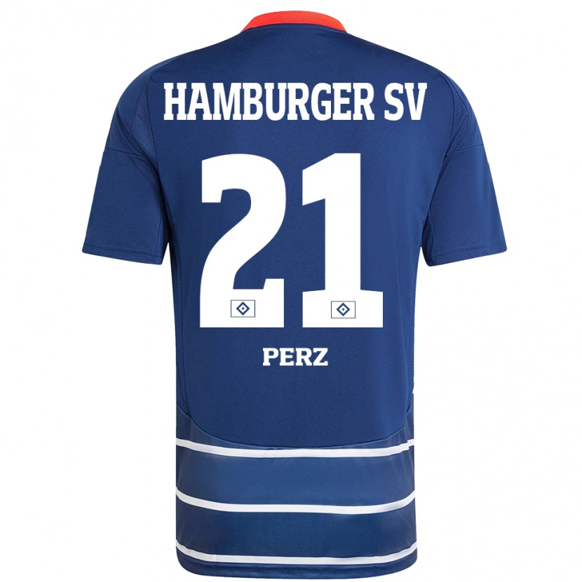 Danxen Kinder Marcel Perz #21 Dunkelblau Auswärtstrikot Trikot 2024/25 T-Shirt Schweiz