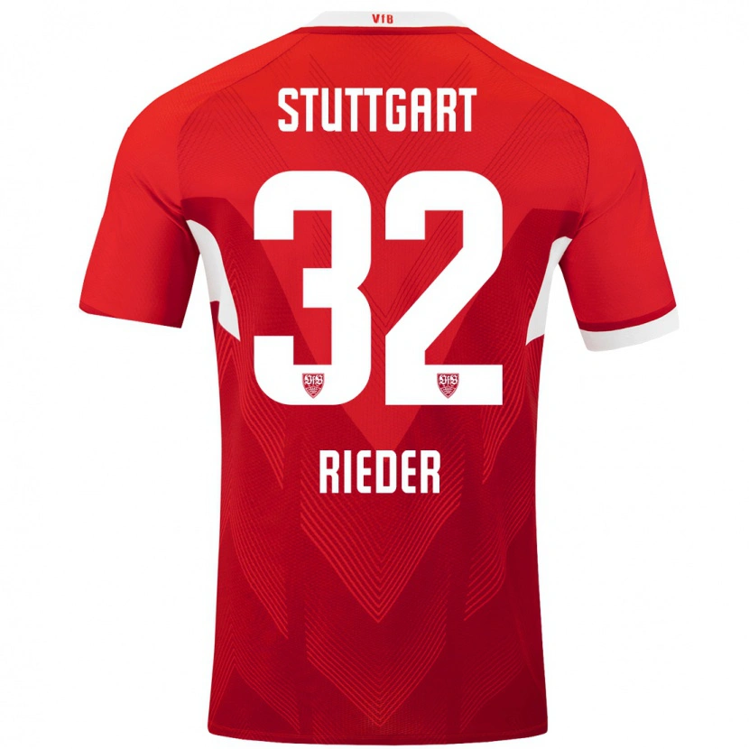 Danxen Kinder Fabian Rieder #32 Rot Weiß Auswärtstrikot Trikot 2024/25 T-Shirt Schweiz