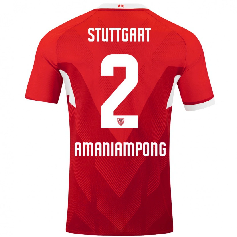 Danxen Kinder Kaden Amaniampong #2 Rot Weiß Auswärtstrikot Trikot 2024/25 T-Shirt Schweiz