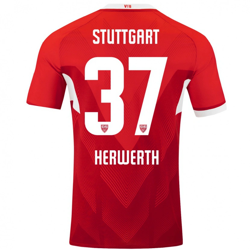 Danxen Kinder Maximilian Herwerth #37 Rot Weiß Auswärtstrikot Trikot 2024/25 T-Shirt Schweiz