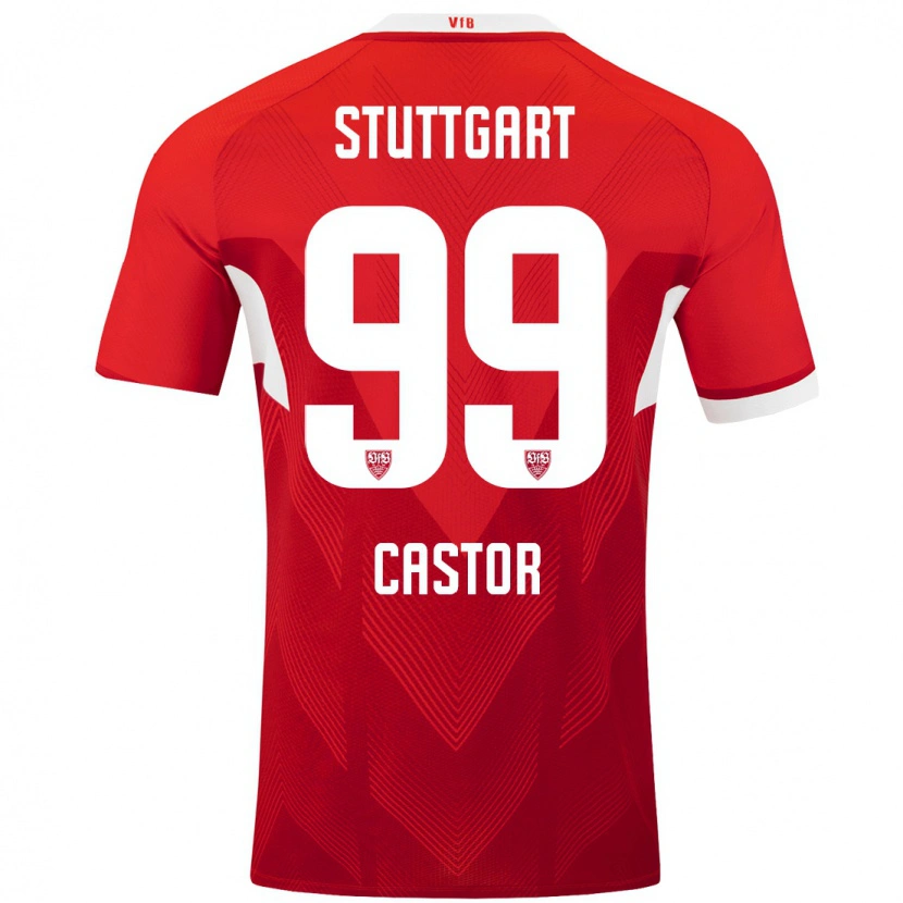 Danxen Kinder Gillian Castor #99 Rot Weiß Auswärtstrikot Trikot 2024/25 T-Shirt Schweiz