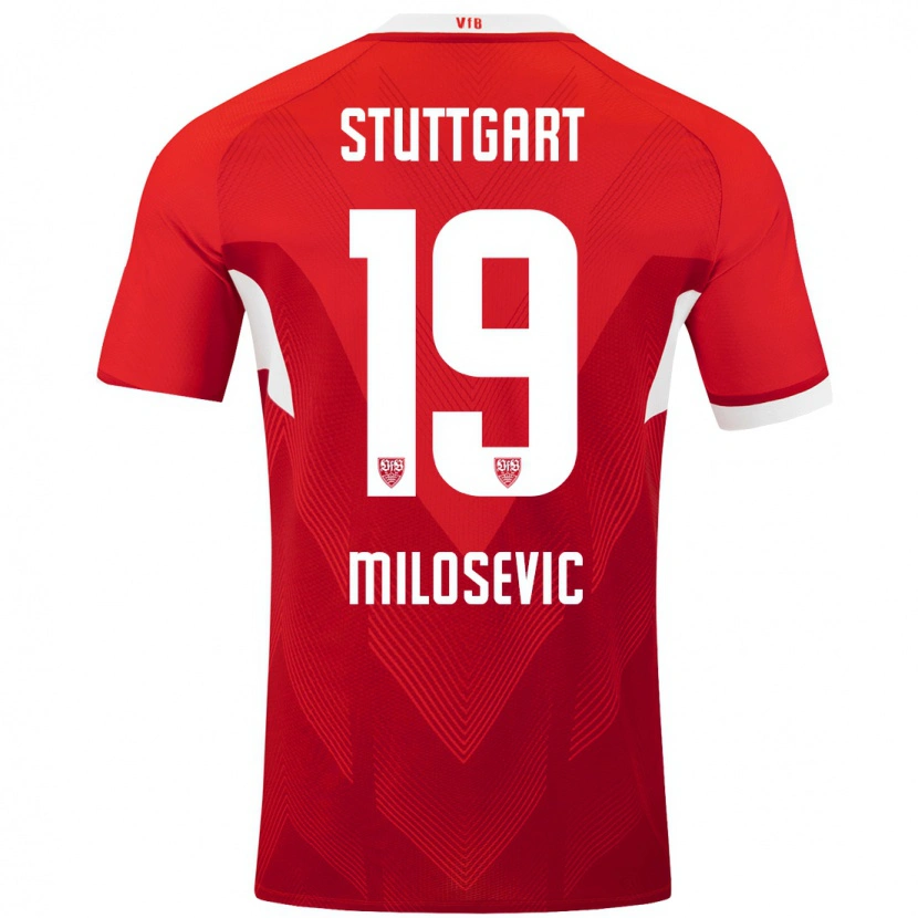 Danxen Kinder Jovan Milosevic #19 Rot Weiß Auswärtstrikot Trikot 2024/25 T-Shirt Schweiz