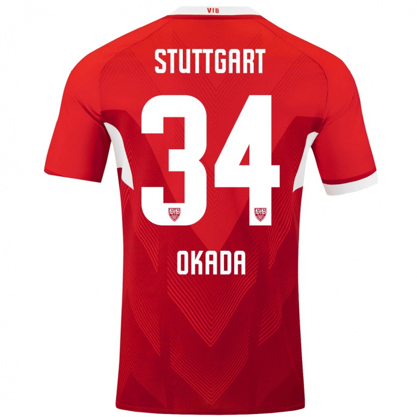 Danxen Kinder Rei Okada #34 Rot Weiß Auswärtstrikot Trikot 2024/25 T-Shirt Schweiz