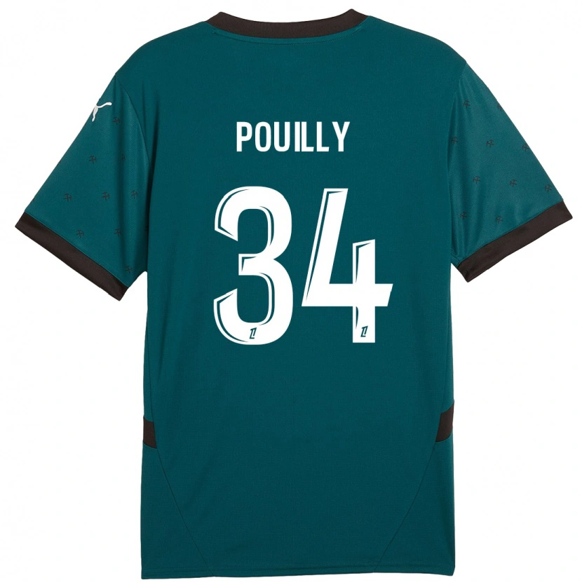 Danxen Kinder Tom Pouilly #34 Dunkelgrün Auswärtstrikot Trikot 2024/25 T-Shirt Schweiz