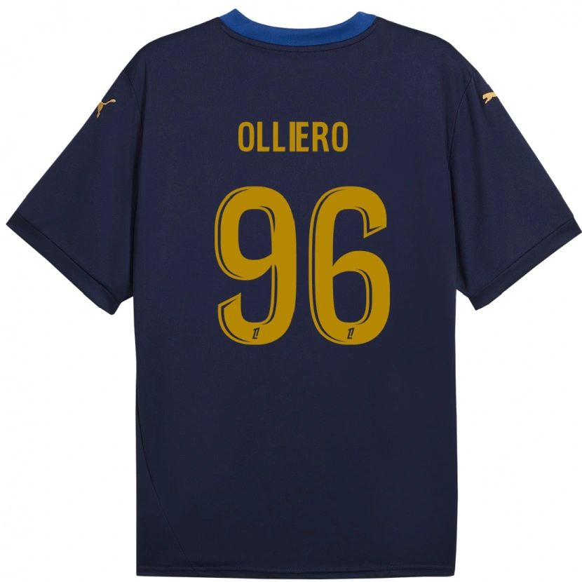 Danxen Kinder Alexandre Olliero #96 Marineblau Gold Auswärtstrikot Trikot 2024/25 T-Shirt Schweiz