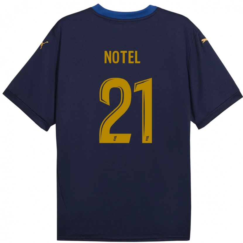 Danxen Kinder Léa Notel #21 Marineblau Gold Auswärtstrikot Trikot 2024/25 T-Shirt Schweiz