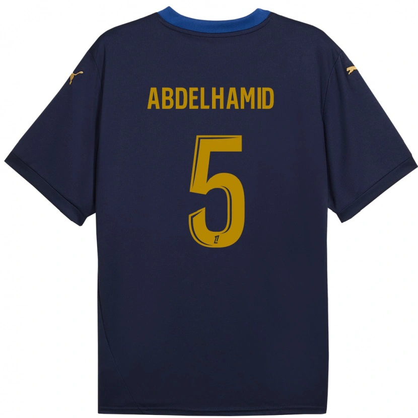 Danxen Kinder Yunis Abdelhamid #5 Marineblau Gold Auswärtstrikot Trikot 2024/25 T-Shirt Schweiz