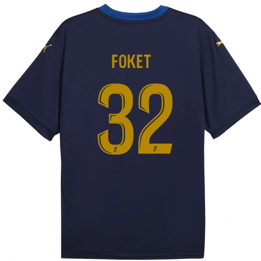 Danxen Kinder Thomas Foket #32 Marineblau Gold Auswärtstrikot Trikot 2024/25 T-Shirt Schweiz