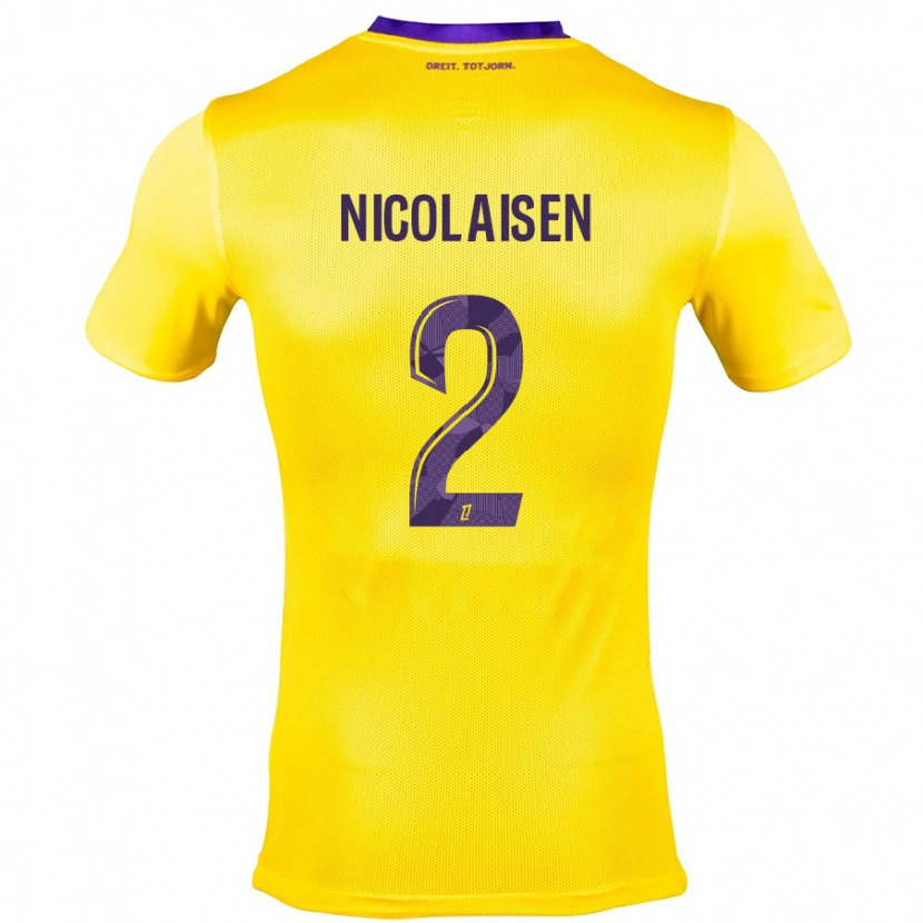 Danxen Kinder Rasmus Nicolaisen #2 Gelb Lila Auswärtstrikot Trikot 2024/25 T-Shirt Schweiz