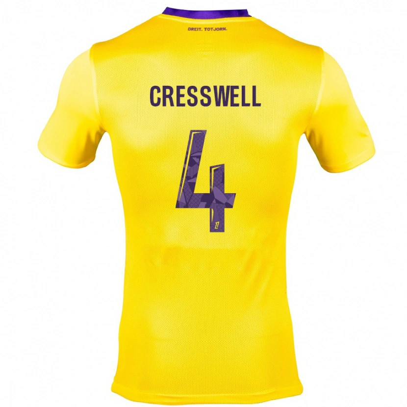 Danxen Kinder Charlie Cresswell #4 Gelb Lila Auswärtstrikot Trikot 2024/25 T-Shirt Schweiz