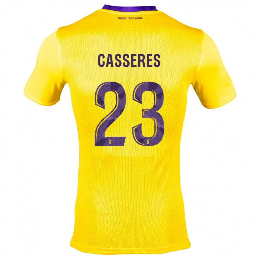 Danxen Kinder Cristian Cásseres Jr. #23 Gelb Lila Auswärtstrikot Trikot 2024/25 T-Shirt Schweiz