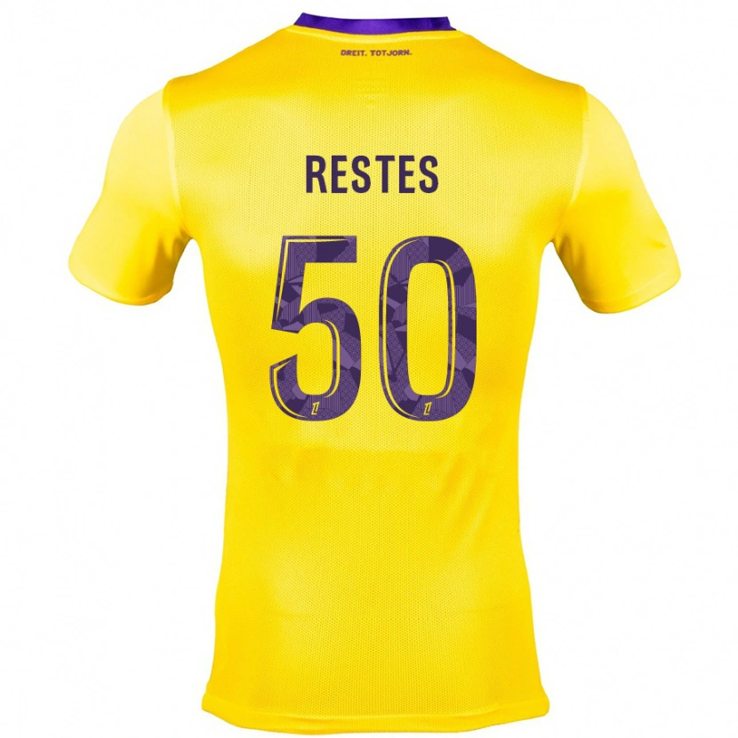 Danxen Kinder Guillaume Restes #50 Gelb Lila Auswärtstrikot Trikot 2024/25 T-Shirt Schweiz