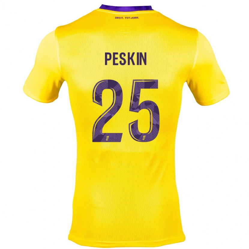 Danxen Kinder Kelso Peskin #25 Gelb Lila Auswärtstrikot Trikot 2024/25 T-Shirt Schweiz