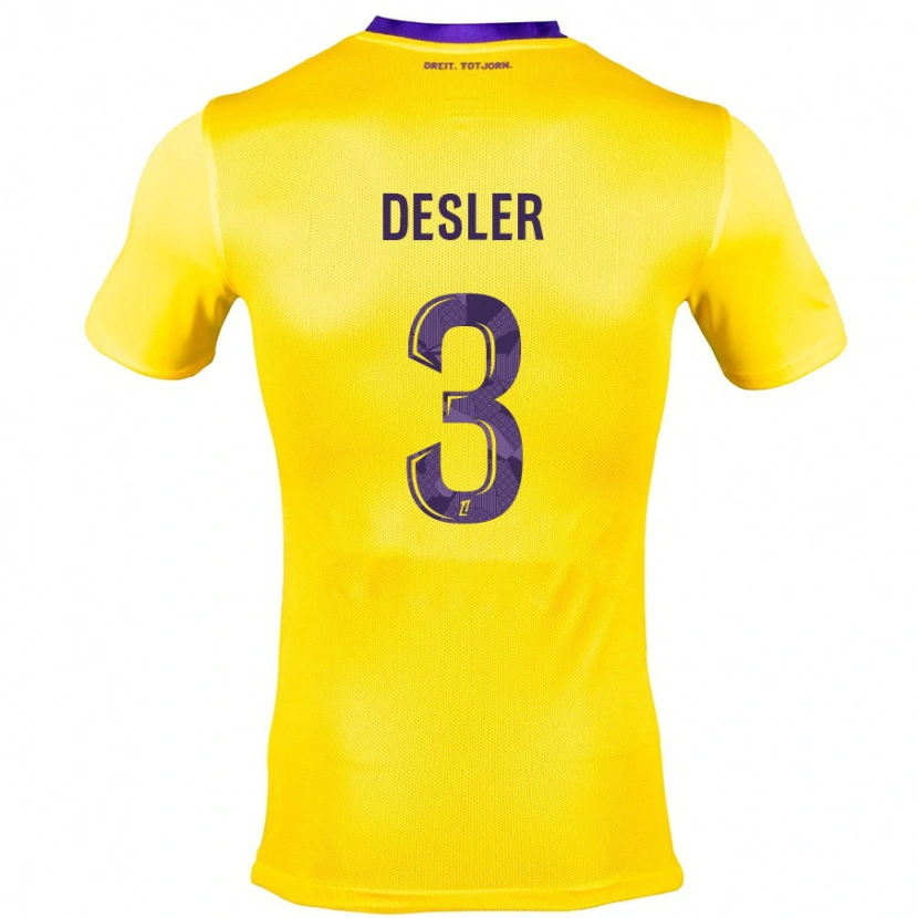 Danxen Kinder Mikkel Desler #3 Gelb Lila Auswärtstrikot Trikot 2024/25 T-Shirt Schweiz