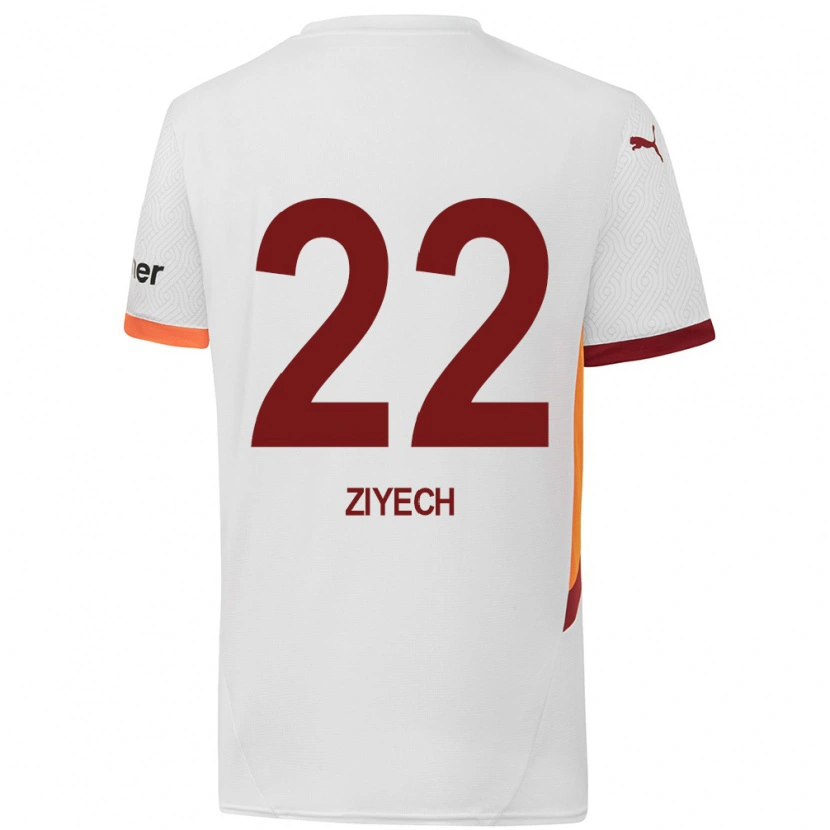 Danxen Kinder Hakim Ziyech #22 Weiß Gelb Rot Auswärtstrikot Trikot 2024/25 T-Shirt Schweiz