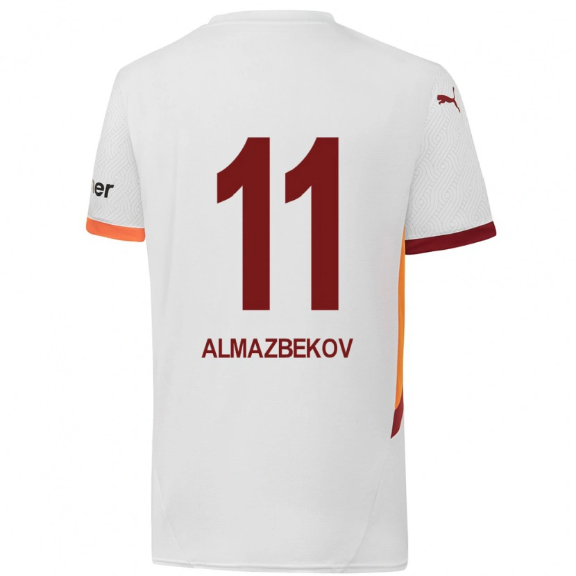 Danxen Kinder Beknaz Almazbekov #11 Weiß Gelb Rot Auswärtstrikot Trikot 2024/25 T-Shirt Schweiz