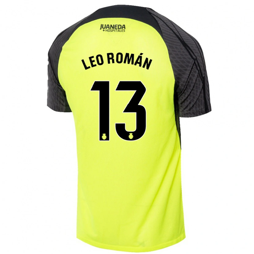 Danxen Kinder Leo Román #13 Fluoreszierend Grün Schwarz Auswärtstrikot Trikot 2024/25 T-Shirt Schweiz