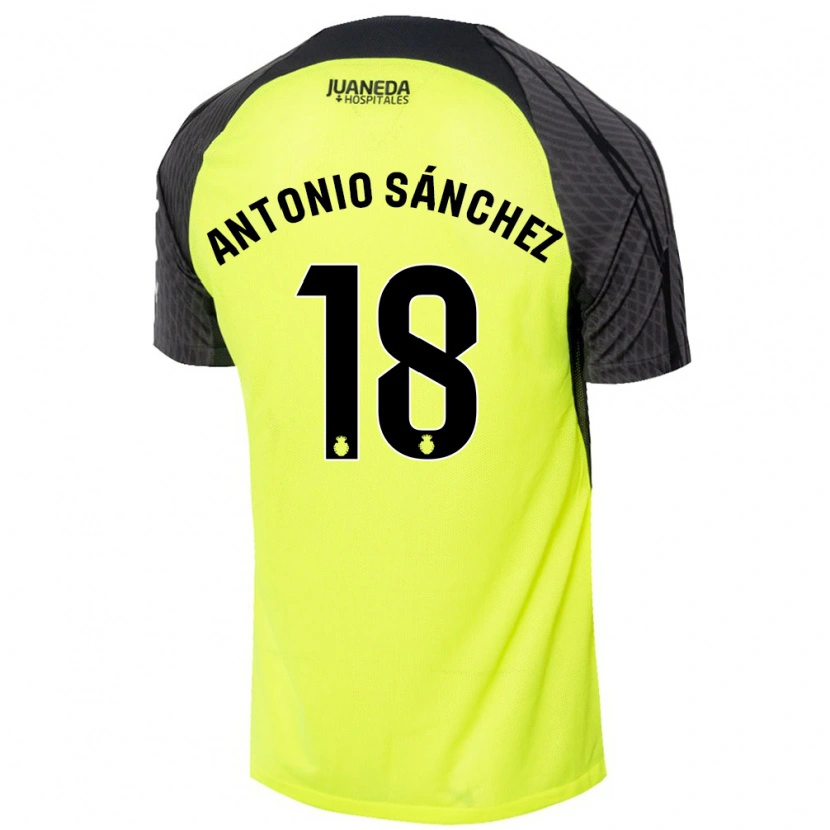 Danxen Kinder Antonio Sánchez #18 Fluoreszierend Grün Schwarz Auswärtstrikot Trikot 2024/25 T-Shirt Schweiz