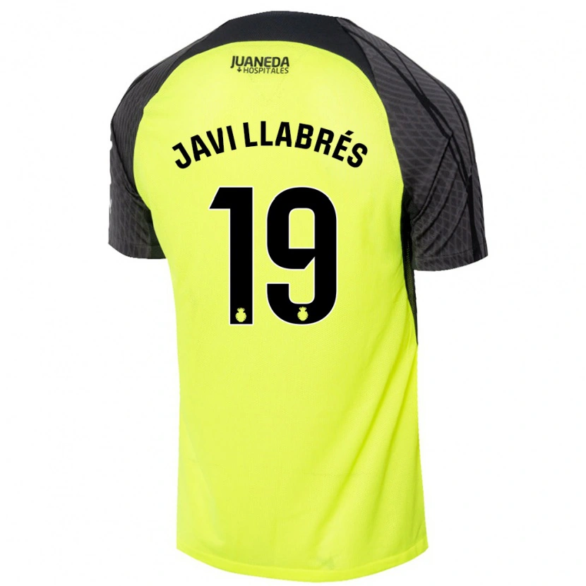 Danxen Kinder Javi Llabrés #19 Fluoreszierend Grün Schwarz Auswärtstrikot Trikot 2024/25 T-Shirt Schweiz