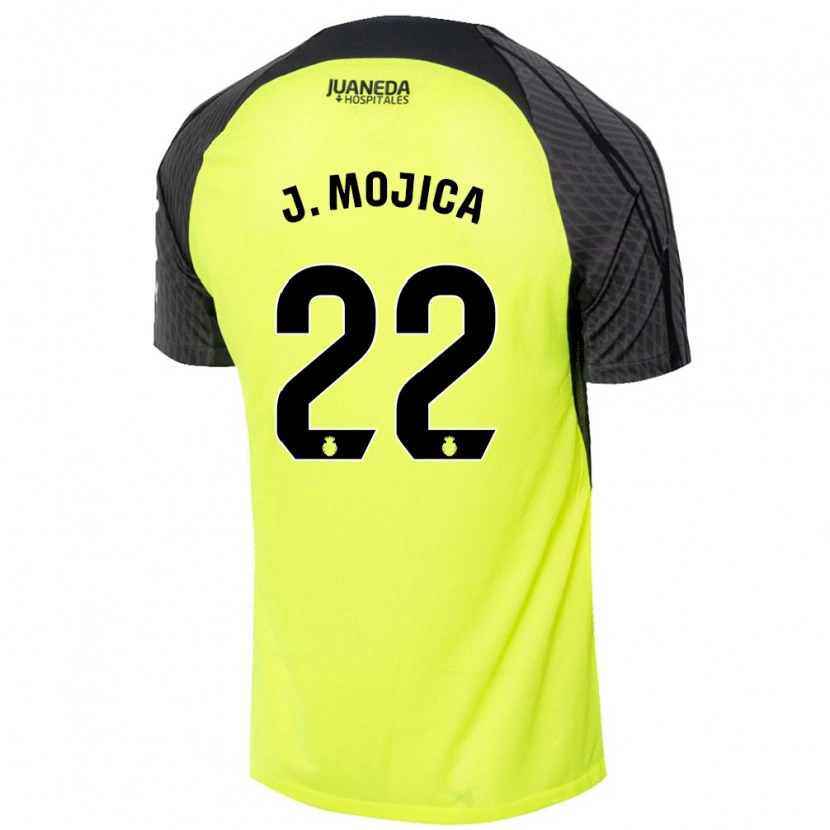 Danxen Kinder Johan Mojica #22 Fluoreszierend Grün Schwarz Auswärtstrikot Trikot 2024/25 T-Shirt Schweiz