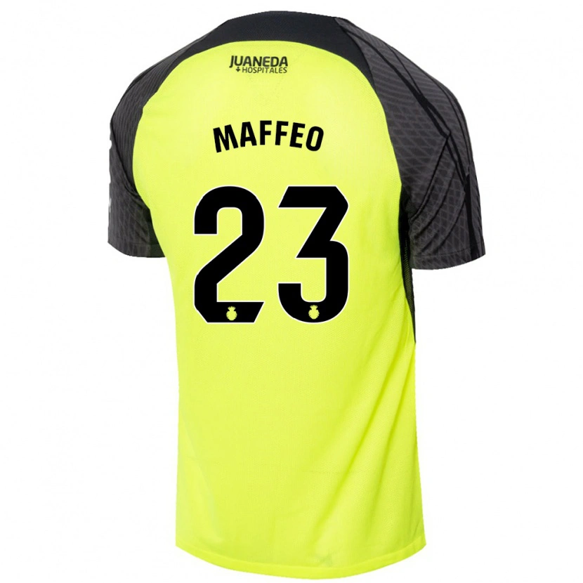 Danxen Kinder Pablo Maffeo #23 Fluoreszierend Grün Schwarz Auswärtstrikot Trikot 2024/25 T-Shirt Schweiz