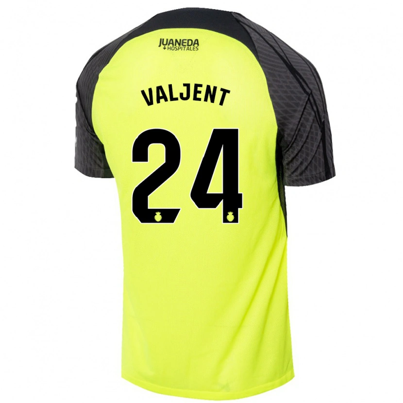 Danxen Kinder Martin Valjent #24 Fluoreszierend Grün Schwarz Auswärtstrikot Trikot 2024/25 T-Shirt Schweiz