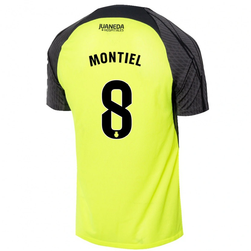 Danxen Kinder Luis Montiel #8 Fluoreszierend Grün Schwarz Auswärtstrikot Trikot 2024/25 T-Shirt Schweiz