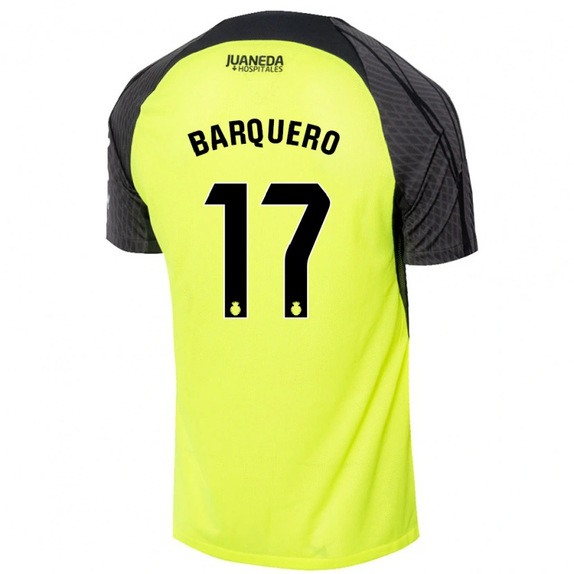 Danxen Kinder Adrián Barquero #17 Fluoreszierend Grün Schwarz Auswärtstrikot Trikot 2024/25 T-Shirt Schweiz