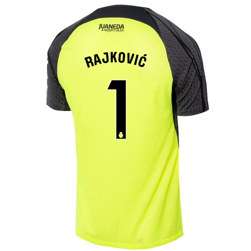 Danxen Kinder Predrag Rajkovic #1 Fluoreszierend Grün Schwarz Auswärtstrikot Trikot 2024/25 T-Shirt Schweiz