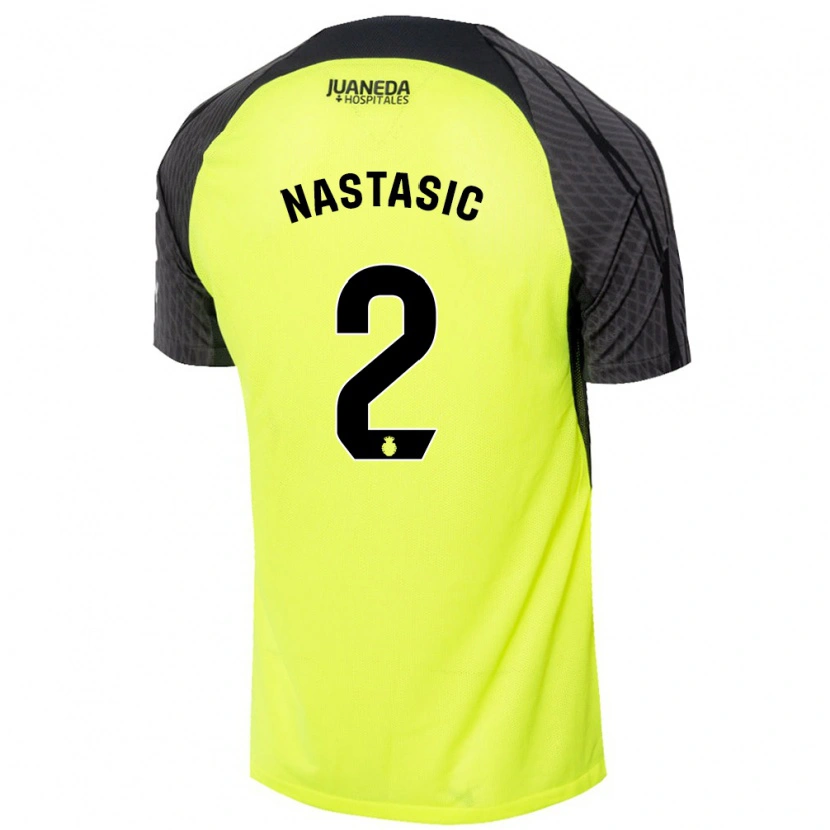 Danxen Kinder Matija Nastasic #2 Fluoreszierend Grün Schwarz Auswärtstrikot Trikot 2024/25 T-Shirt Schweiz