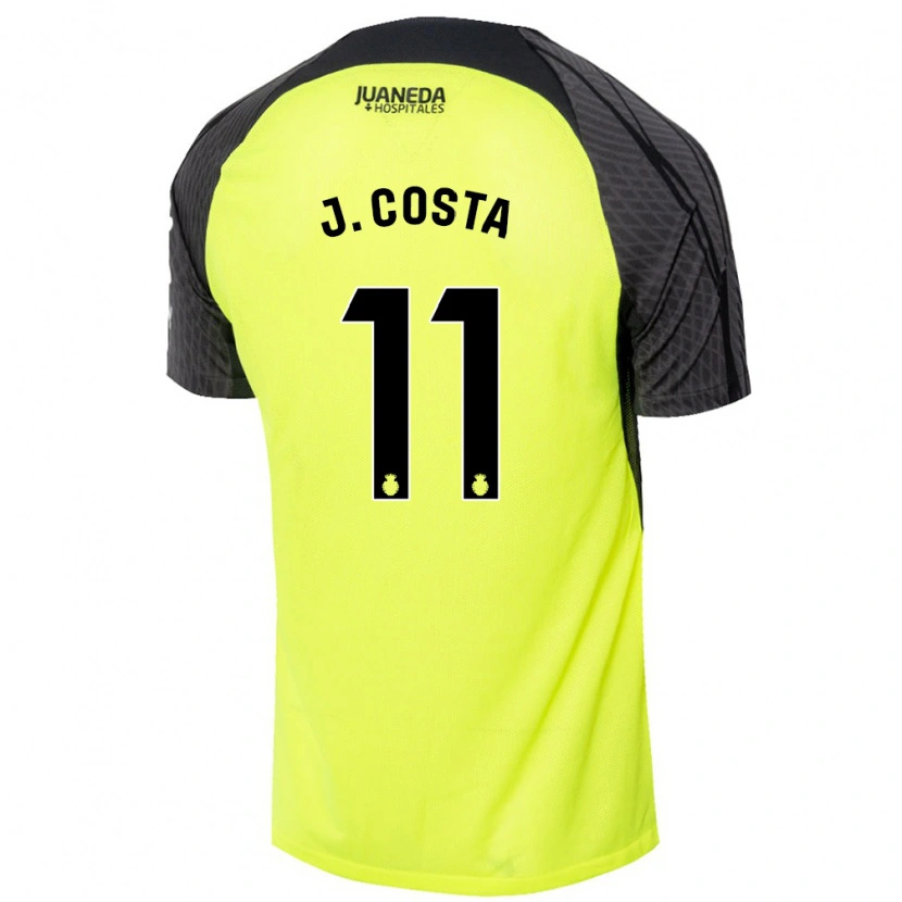 Danxen Kinder Jaume Costa #11 Fluoreszierend Grün Schwarz Auswärtstrikot Trikot 2024/25 T-Shirt Schweiz