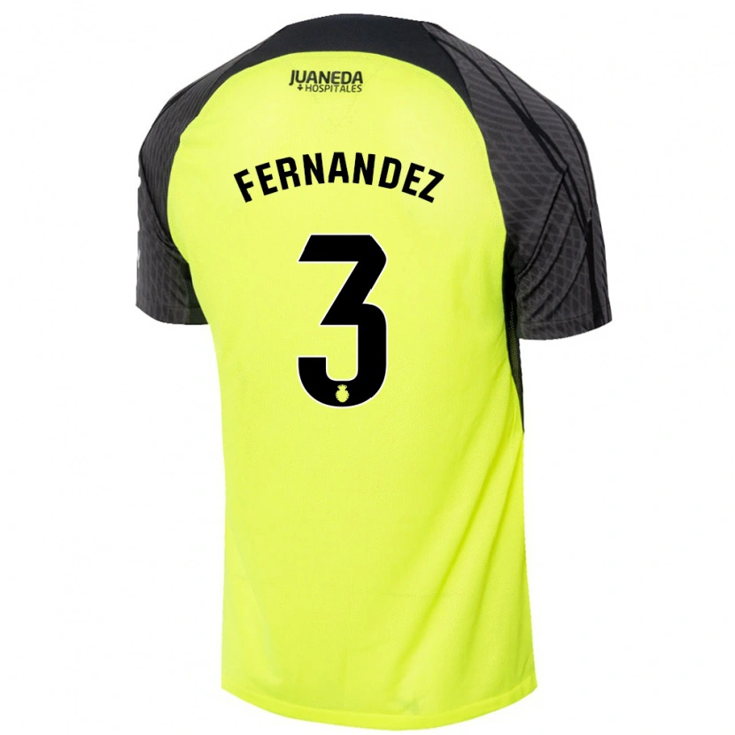 Danxen Kinder Marcos Fernández #3 Fluoreszierend Grün Schwarz Auswärtstrikot Trikot 2024/25 T-Shirt Schweiz