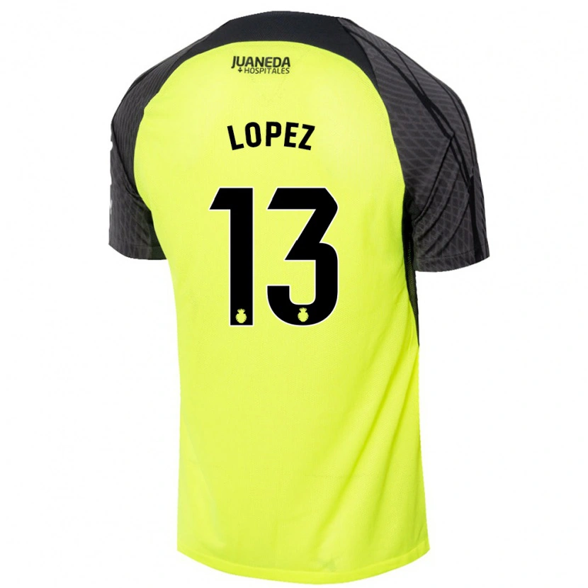 Danxen Kinder Iván López #13 Fluoreszierend Grün Schwarz Auswärtstrikot Trikot 2024/25 T-Shirt Schweiz