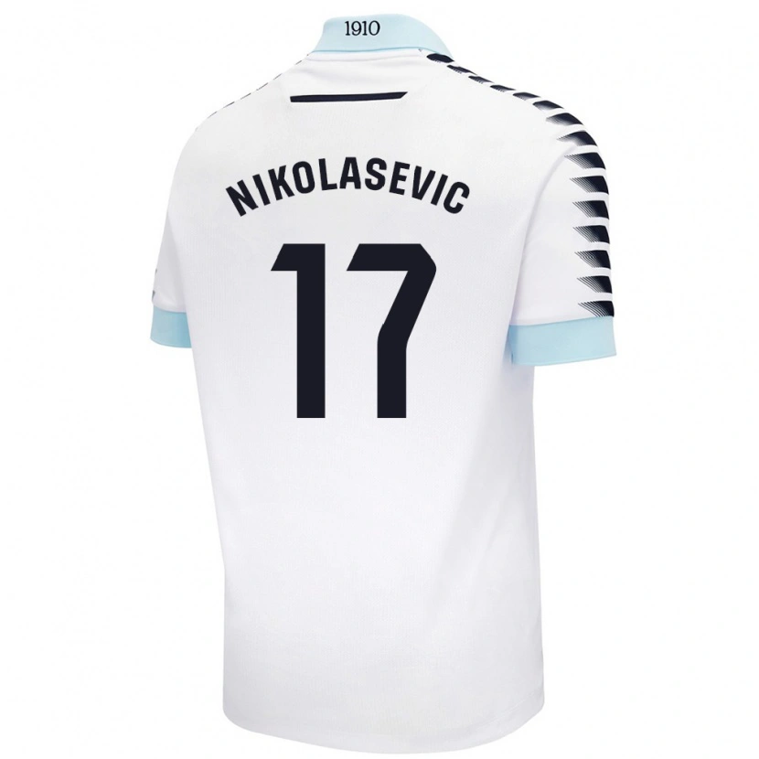 Danxen Kinder Mirko Nikolasevic #17 Weiß Blau Auswärtstrikot Trikot 2024/25 T-Shirt Schweiz