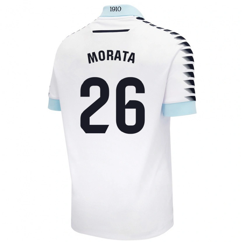 Danxen Kinder Álex Morata #26 Weiß Blau Auswärtstrikot Trikot 2024/25 T-Shirt Schweiz