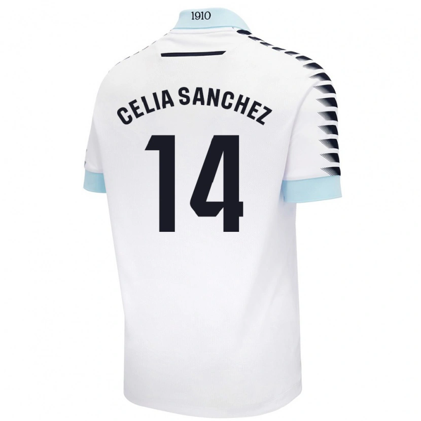 Danxen Kinder Celia Sánchez García #14 Weiß Blau Auswärtstrikot Trikot 2024/25 T-Shirt Schweiz