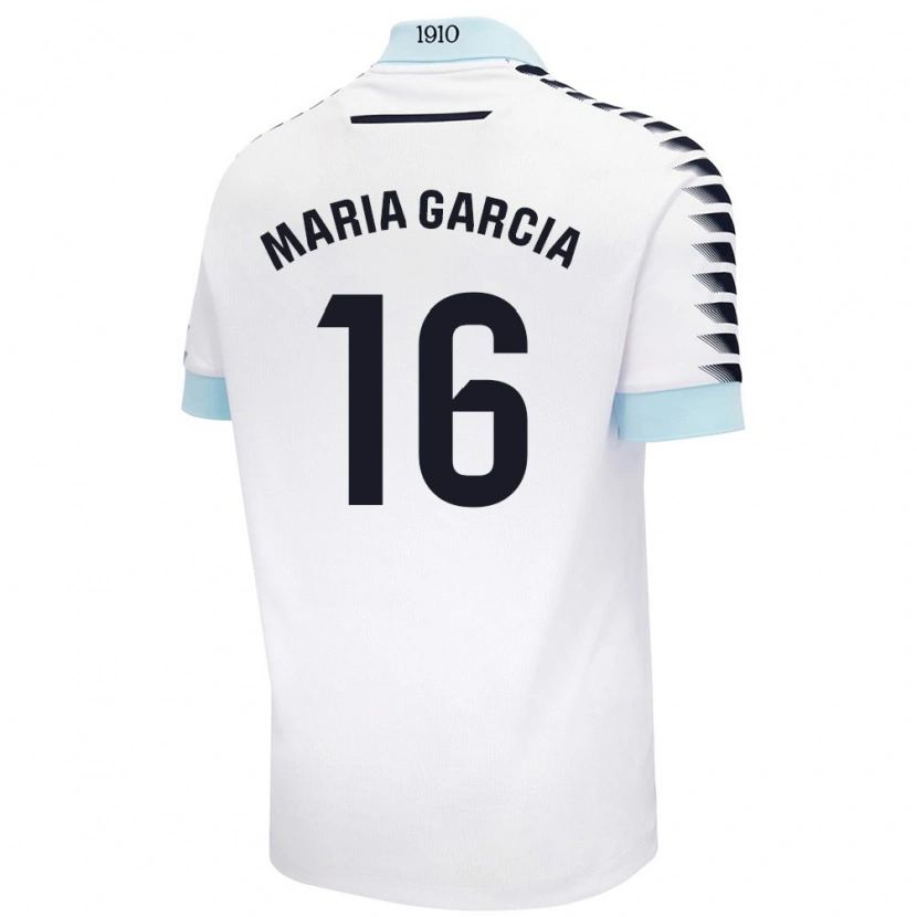 Danxen Kinder Maria García Fernández #16 Weiß Blau Auswärtstrikot Trikot 2024/25 T-Shirt Schweiz