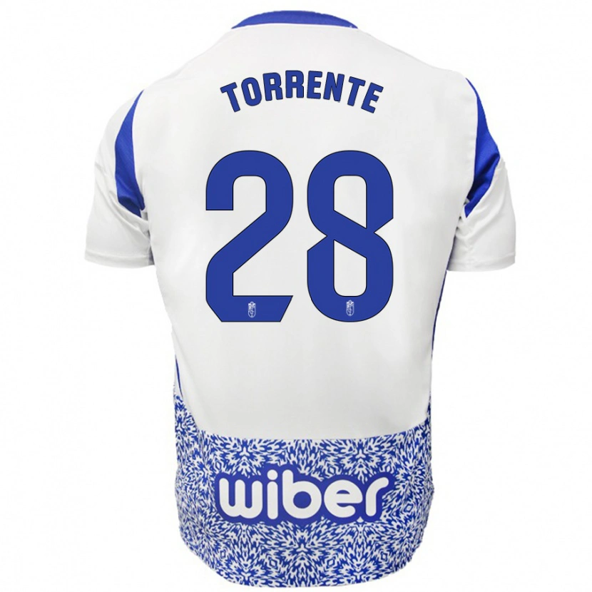 Danxen Kinder Raúl Torrente #28 Weiß Blau Auswärtstrikot Trikot 2024/25 T-Shirt Schweiz