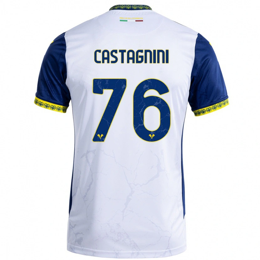 Danxen Kinder Mirko Castagnini #76 Weiß Blau Auswärtstrikot Trikot 2024/25 T-Shirt Schweiz