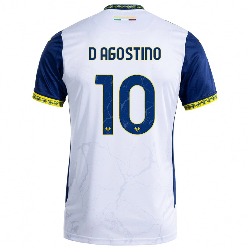 Danxen Kinder Samuele D'agostino #10 Weiß Blau Auswärtstrikot Trikot 2024/25 T-Shirt Schweiz