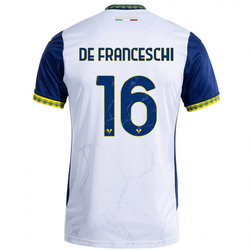 Danxen Kinder Edoardo De Franceschi #16 Weiß Blau Auswärtstrikot Trikot 2024/25 T-Shirt Schweiz