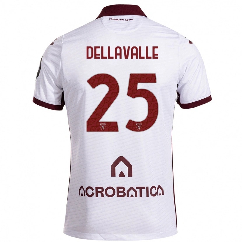 Danxen Kinder Alessandro Dellavalle #25 Weiß Kastanienbraun Auswärtstrikot Trikot 2024/25 T-Shirt Schweiz