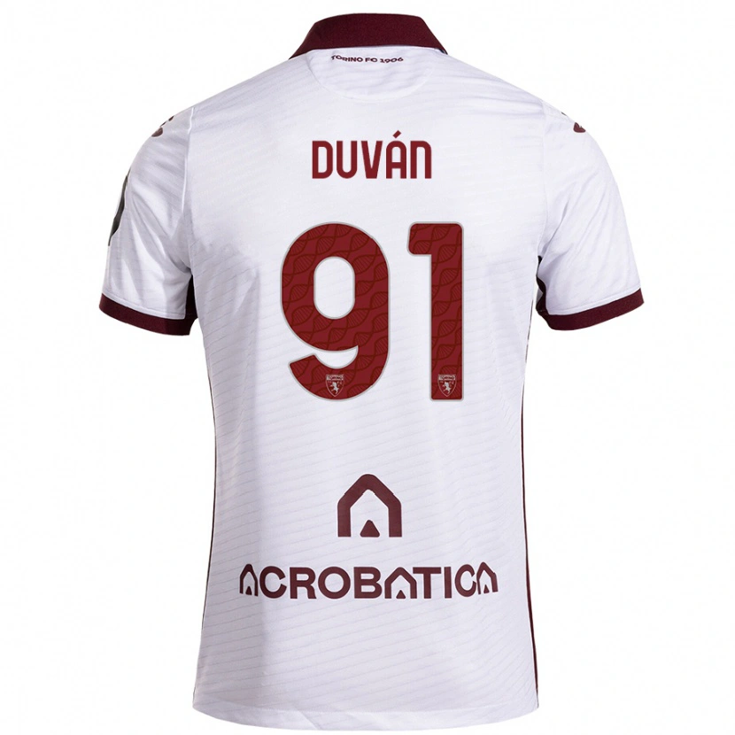 Danxen Kinder Duván Zapata #91 Weiß Kastanienbraun Auswärtstrikot Trikot 2024/25 T-Shirt Schweiz