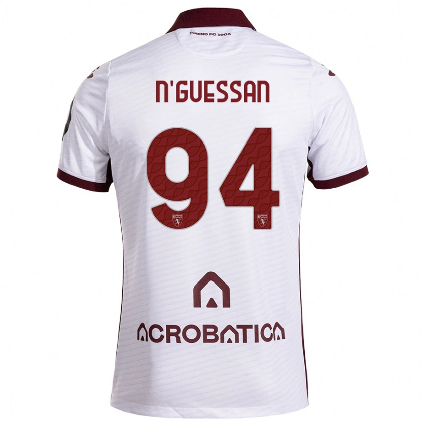 Danxen Kinder Ange Caumenan N'guessan #94 Weiß Kastanienbraun Auswärtstrikot Trikot 2024/25 T-Shirt Schweiz