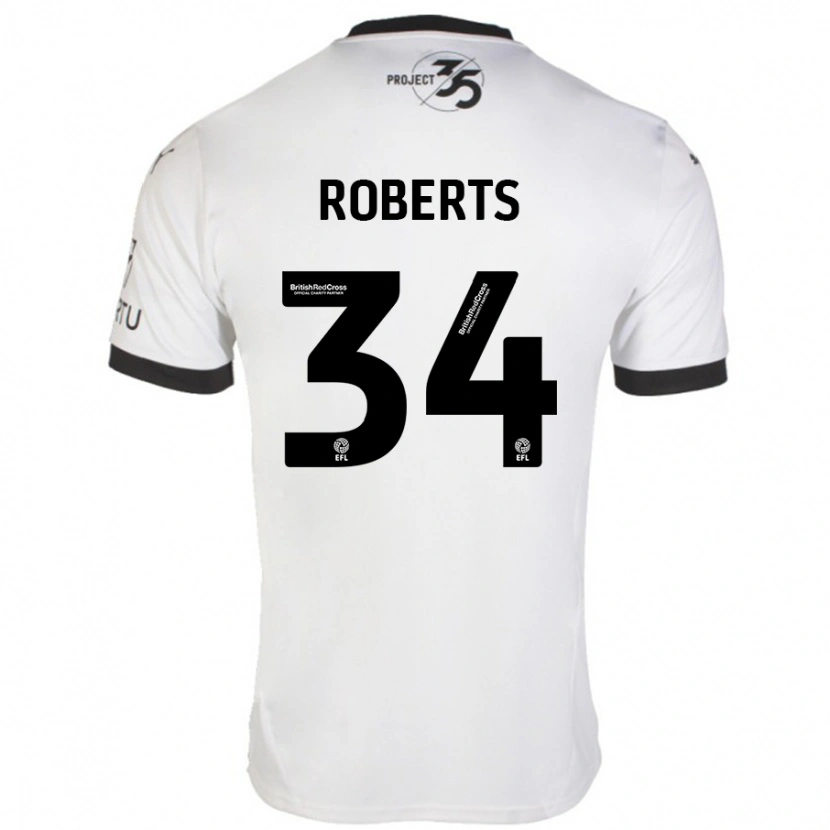 Danxen Kinder Caleb Roberts #34 Weiß Schwarz Auswärtstrikot Trikot 2024/25 T-Shirt Schweiz